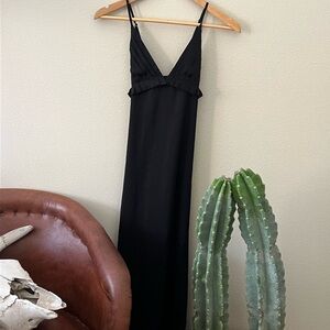 Forever 21 Black Ruched Ruffled Maxi Dress